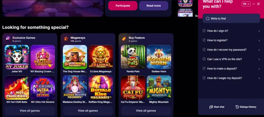 NV Casino premijos